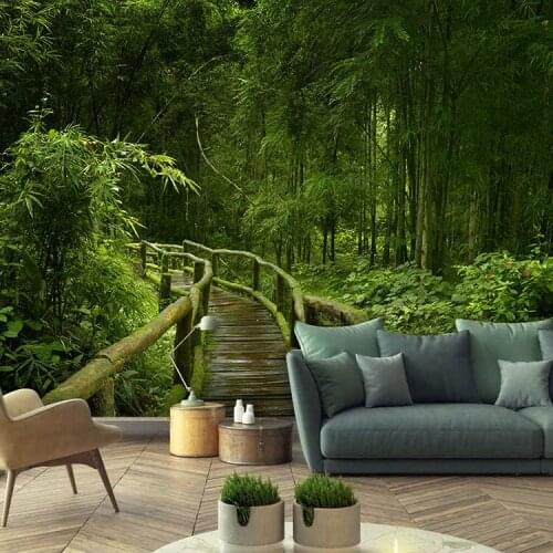 Custom size nature forest bamboo tree wallpaper living room office bedroom dining room background hotel extension space mural