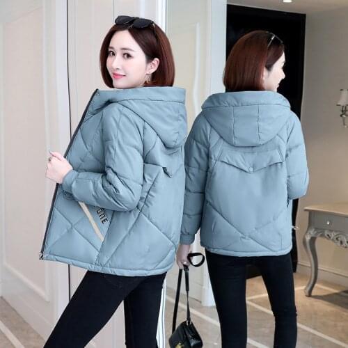 Solid Hooded Puffer jacket Women Long Sleeve Plus size clothing Ladies Pockets Female Coat winter Zipper Bomber jackets Parkas