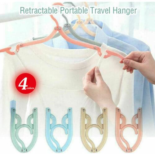 10Pcs Portable Retractable Travel Hanger Non-Slip Folding Hangers 4 Colors