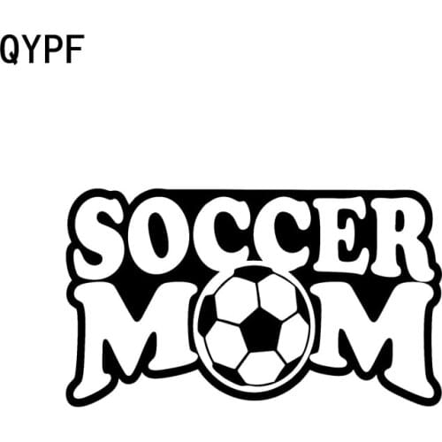 QYPF 15.5CM*9CM Fashion Vinyl Soccer Mom Football Decal And Car Sticker Black Silver C15-2892
