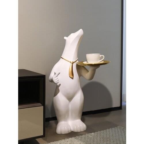 Nordic Home Decor Polar Bear Statues Home Living Room Decoration Simple Modern Welcome Landing Tray Ornaments Housewarming Gifts