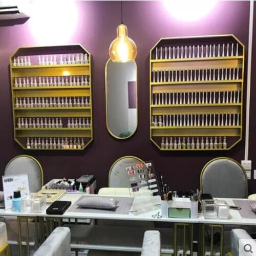 Modern minimalist Iron Art Manicure rack, nail polish display rack, red beauty shop, multi wall storage