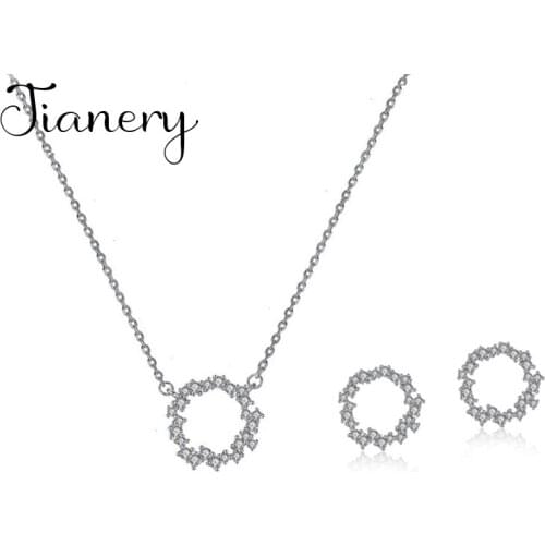 Bridal Jewelry Sets Fashion Zircon Circle Earrings Necklaces for Women Wedding Jewelry Bijoux