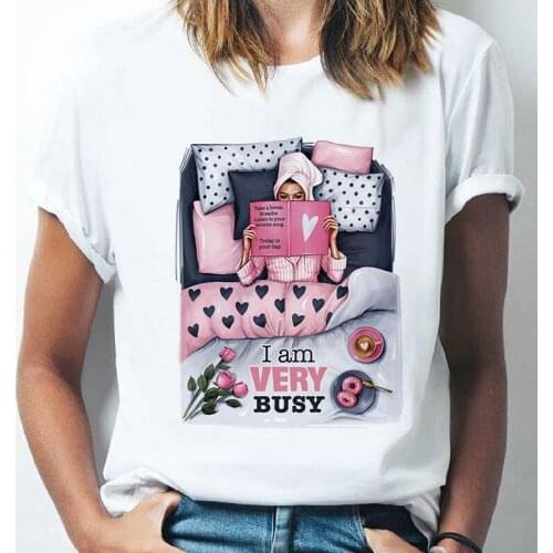 Summer Short Sleeve I am Very Busy Fashion Gril Print Lady T-shirts Top Harajuku T Shirt Ladies Women Graphic Female Tee T-Shirt