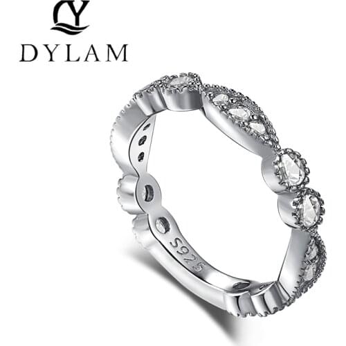 DYLAM 925 Silver Rings For Women Simple Design Fashion Jewelry Wedding Engagement Ring Accessory Ring Cubic Zirconia