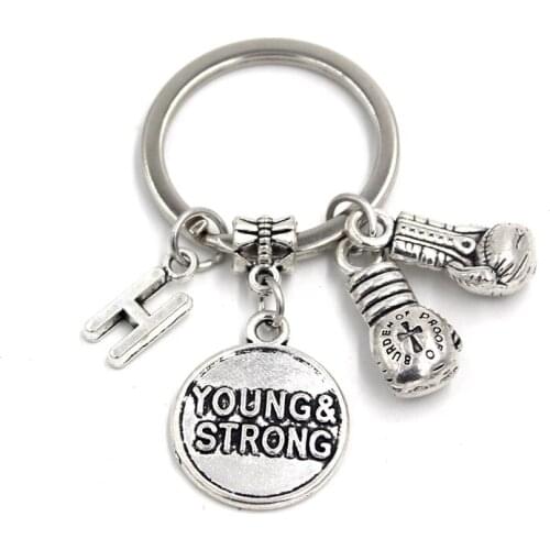 1PC Fighting Box Gloves Keychain Keyring Initial Inspiration Keyring Key chains for women men Gifts