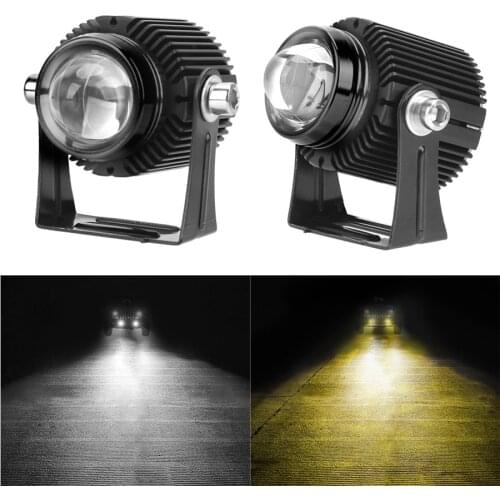 2pcs Dual Color LED Spotlights High/Low Beam Auxiliary Lamp for Motorcycle Car ATV 9-36V Universal