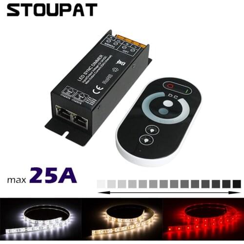 25A Wireless LED Strip Light Full Touch Panelled RF Remote Controller Dimmer for Control Single Color Lamp DC12-24V 3528 5050