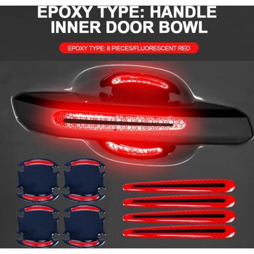 4pcs/Set Door Handle Sticker 3D Carbon Fiber Car Door Handle Paint Scratch Protector Sticker Auto Scratch Cover Decals Stickers