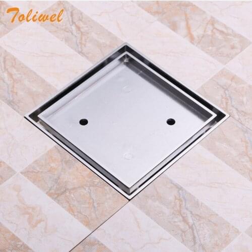 6 inch Square Bathroom Brass Shower Floor Drain Trap Waste Grate Chrome 15 x 15cm Invisible Drainer
