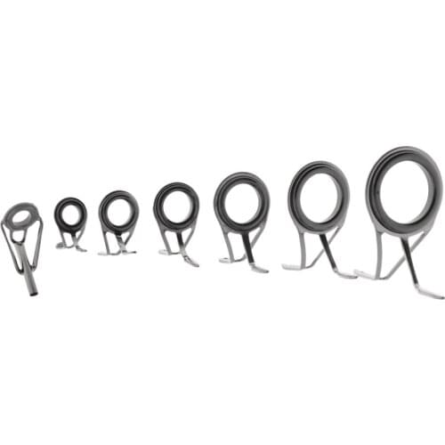 7pcs Ceramic Ring Eyes Fishing Rod Guides Double Leg Stainless Steel Frame Rod Tips Ring Line Guides
