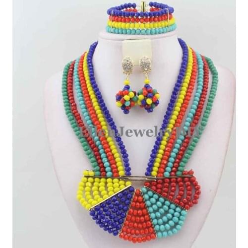 African style fashion necklace jewelry set Nigerian wedding bridal Crystal Beads Necklace Set African Beads Jewelry Set W11326