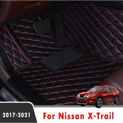 Car Floor Mats For Nissan X-Trail 2021 2020 2019 2018 2017 7 Seater Auto Accessories Artificial Leather Carpets Custom Protect