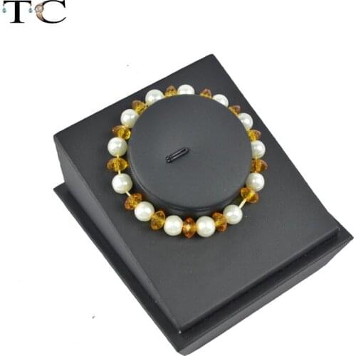Free Shipping Black PU Leather Bracelet Display Stand Chain Holder Jewelry Display 10*9*7cm