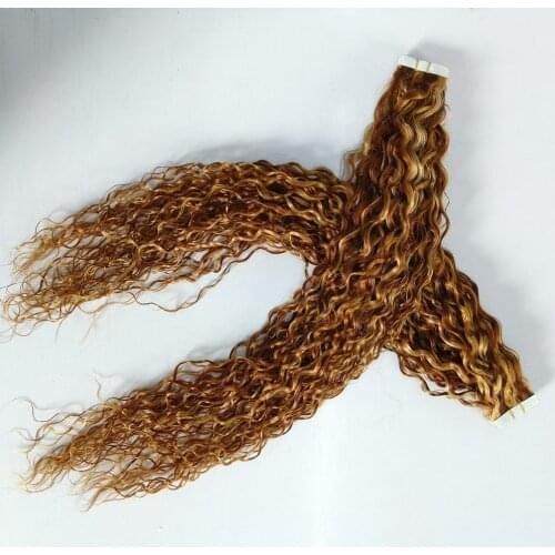 Bluelucky Hot Selling One Donor European Virgin Remy Human Hair Piano Color P4/27 Tape In Extensions Straight 2.5g/Piece