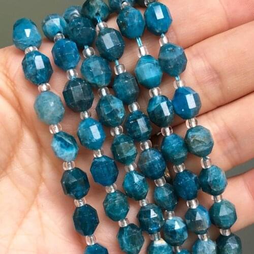 8mm Faceted Natural Blue Apatite Gem Stone Beads Round Loose Spacer Beads For Handmade DIY Jewelry Making Bracelet Accessories