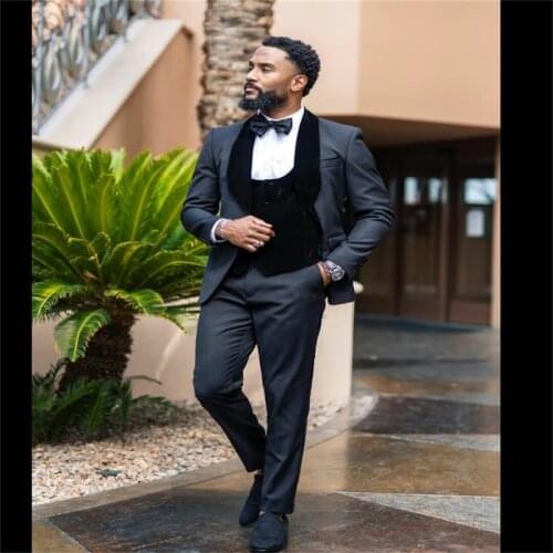 3 Piece Business Black Men Blazer Groom Tuxedos For Wedding Prom Suit (Jacket+Pants+Vest) Streetwear Custom Made