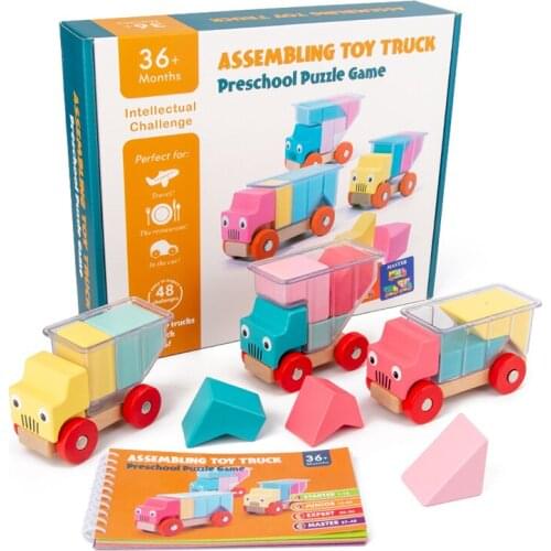Wooden Assembling Toy Truck Bricks Block Preschool Puzzle Game Intellectual Challenge Learning Education Toys for Children