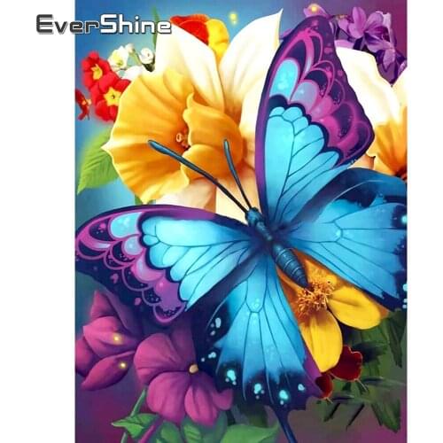 EverShine Diamond Painting Butterfly Wall Art Diamond Embroidery Cartoon Cross Stitch Mosaic Art Kits Bead Embroidery Sale Gift