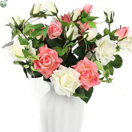 EXTRA10%OFF/10PCS)5or10PCS(2Flower+1Bud)/PC Large Home/Wedding/Party/Bride Decoration Artificial Latex Real Touch Flower Roses