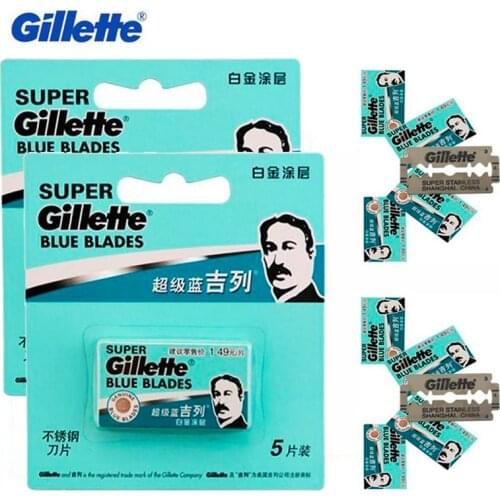 Gillette Super Blue Safety Shaving Razor Blades Shaving Blades Stainless (include 10 Blades) Double Edge Shaver Blades Shave