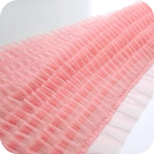 GLace 3M/lot 18CM wide five layer mesh sewing pleated cake lace trim handmade DIY doll skirt accessories materials TX1298