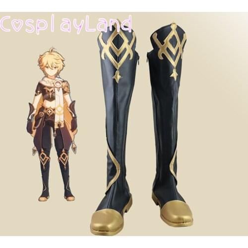 Game Genshin Impact Traveler Aether Costume Sora Cosplay Boots Shoes Cosplay Accessories Halloween Party Aether Kong Shoes