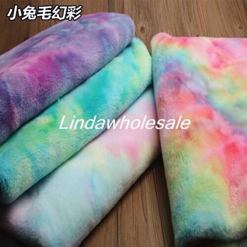 Imitation Rainbow cloth plush fabric, handmade toy bag background clothing curtain pillow tablecloth material,faux fur fabric