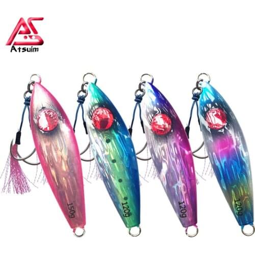 AS Slow Pitch Jigs 60g80g100g120g150g200g With Hooks Sinking Metal Lead Fish Pesca Saltwater Artificial Baits Tackle Angler