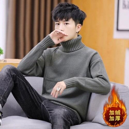 Cashmere thickened autumn and winter high collar mens sweater youth Korean leisure fashion personality sweater