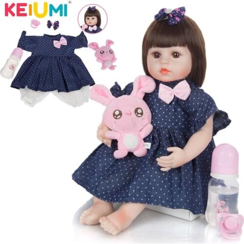 KEIUMI Customize 18 Inch For Children Cushion Dolls Reborn Realistic Soft Silicone Baby Dolls Reborn Doll Toy Birthday Gifts