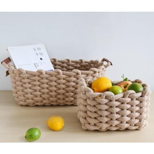 Cotton Rope Storage Basket Woven Baskets Weaving Box Sundries Cosmetic Organizer Desktop Toy Container Panier Rangement