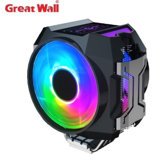 Great Wall CPU Cooler RGB 4Pin PWM Fans 120mm 6 HeatPipes RGB Cooling SATA Port PC Radiator For LGA2011 2066 1155 1156 AM4