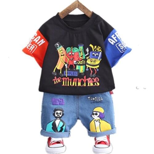 Summer Kids Sets Boys Clothes Sets Cartoon Print Tops + Shorts 2 Pcs Suits Toddler Boys Clothes Kids Cotton Comfortable Sets