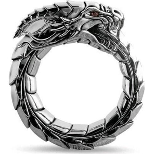 Myth Amulet Ring The Dragon of Norwegian Mythology Men Rings Steampunk Ring Dragon Ring Retro Hip Hop Personality Ring Jewelry
