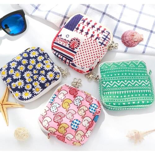Lovely Women Girl Cute Sanitary Pad Organizer Purse Holder Napkin Towel Storage Bags Cosmetic Pouch Case