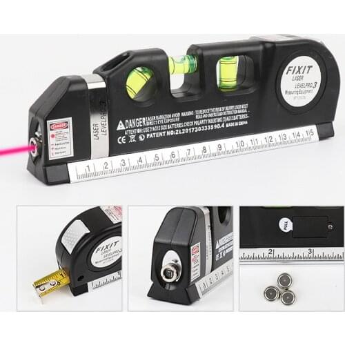 Mini Laser Level 2 Cross Lines Laser Red Level band test Ruler 15mm Tape measure 2.5m Multifunction
