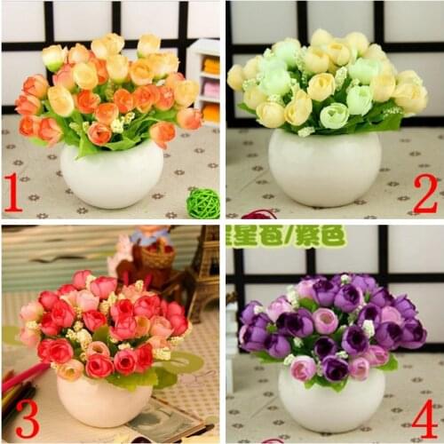 Mini new design elegant beautiful artificial potted flower simulation silk wedding decoration 4093