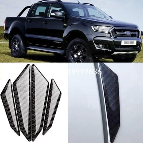 For Ford Ranger Car Side Door Edge Guard Bumper Trim Protector 4pcs PVC carbon fiber Stickers