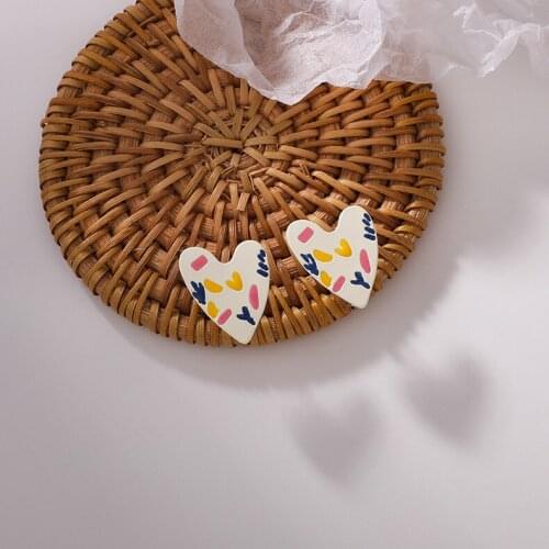 New Colorful Heart Stud Earrings For Women Girls Korean Fashion Jewelry Earings