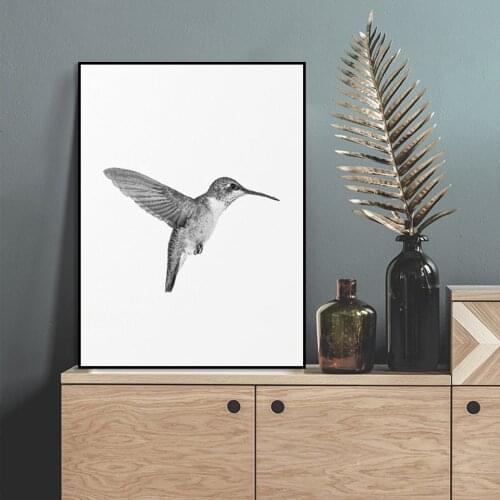 Poster Bird Print Minimalist Wall Art Picture Canvas Painting Black And White Hummingbird Photography Nordic Home Decor
