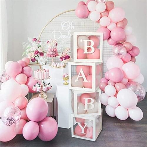 Transparent Box Wedding Decoration Storage Box Baby Shower Boy Girl 1 Year Old Birthday Party Decoration Ornaments Balloon Box