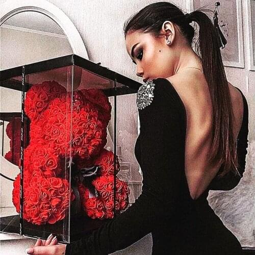 Dropshipping 25/40CM Teddy Rose Bear Artificial Flowers Rose Bear for Women Valentines Wedding Christmas Gift Box Home Decor