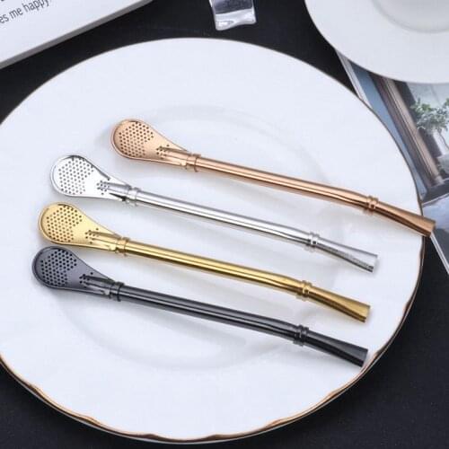 Straw Spoon Curved Coffee 15.5cm Filter Bombilla Yerba Mate Stainless Steel