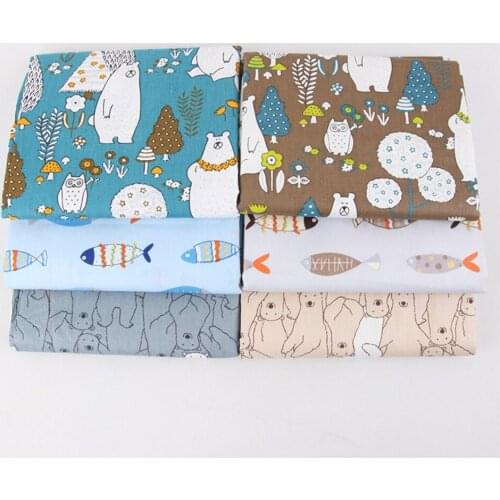 LAPHIL Cartoon Printed Fabric Patchwork Tissue Cloth Handmade DIY Quilting Sewing Fabric Bundle Needlework Materials