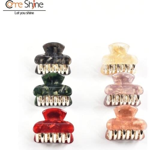 6 Pcs/ Pack 4cm Hair Claw Clips for Women and Girls Accessories Jelly Color Glitter Acrylic Thin Hair no-Slip Plastic Clamp