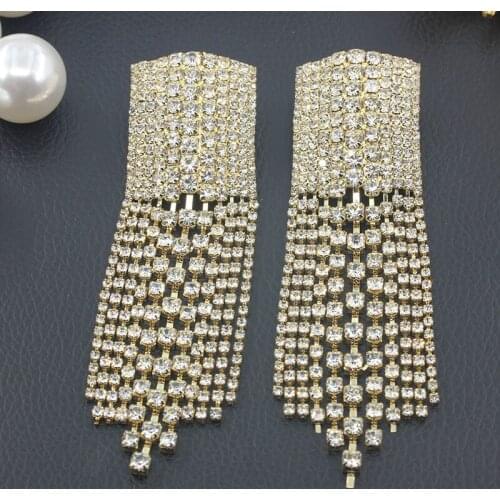 European and American fashion exaggerated wedding temperament wholesale diamond-studded long tassel earrings earrings women A449