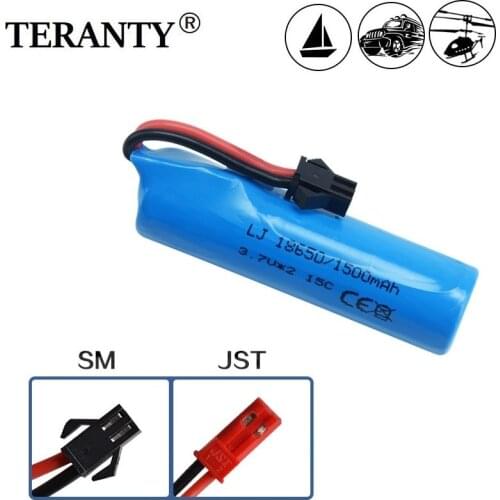 1-5Pcs 3.7V 1500mAh 18650 Li-ion Battery Remote Control Helicopter Airplanes Car Boat Gun toys Battery With JST-2P / SM-2P Plug