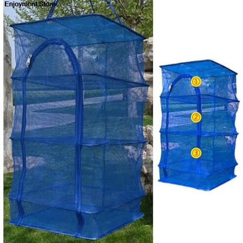 1PC 3 Layer Shelf Hang Cage Fish Rack Outdoor Hanging Drying Tableware Food Dry Net