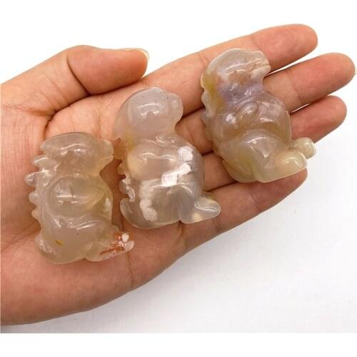 Beautiful 1PC Natural Cherry Blossom Agate Sakura Agate Dinosaur Shaped Stone Home Decoration Natural Quartz Crystals